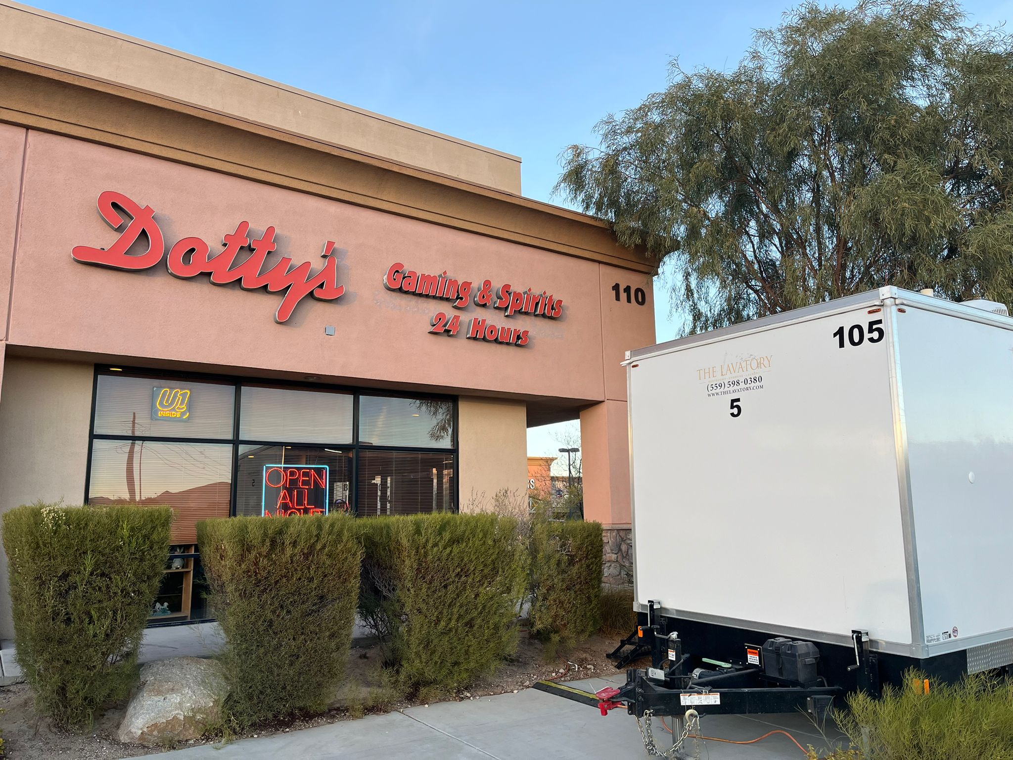 The Lavatory restroom trailer at Dotty's Gaming & Spirits. Multi-location remodel coverage