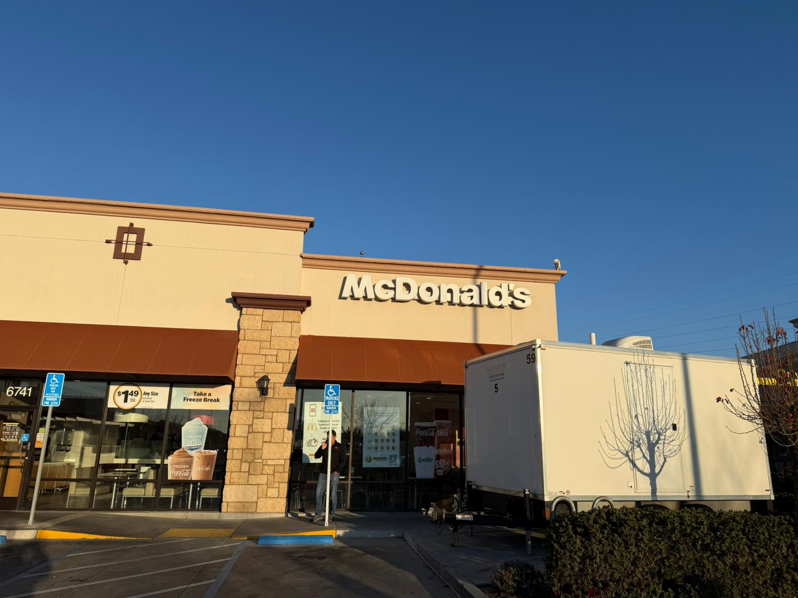 The Lavatory restroom trailer at McDonald's. Restaurant remodel without dining room closure