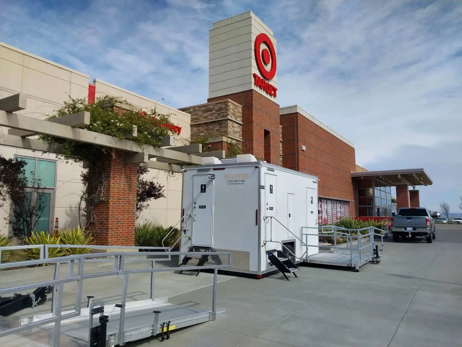 The Lavatory restroom trailer at Target. Store remodel without closing for customers